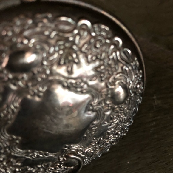 Vintage Silver Plated Compact Pocket Mirror - Picture 5 of 6